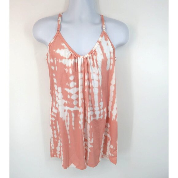Tie-Dye Pink White Spaghetti Strap Sleeveless Top Romper Shorts XL NWOT - Picture 1 of 3